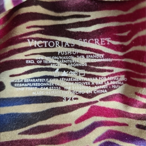 VS Tan Black Pink Blue Ombre Zebra Striped Pushup Bra - Picture 3 of 3